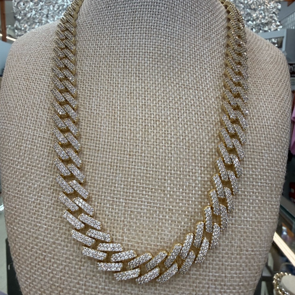 ICED out Cuban  CZ Link Gold Laminate Necklace